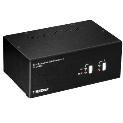 TRENDnet TK-240DP 2-Port Desktop KVM Switch, 2560 x 1440 @144Hz resolution, 2 USB 2.0